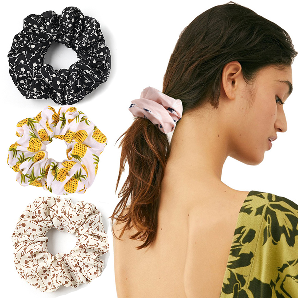 Drucken Scrunchies Frauen Elastische Haarbänder Mädchen Haar Seil Gummi Ring Krawatte Stirnband Bogen Pferdeschwanz Halter Weibliche Haar Zubehör