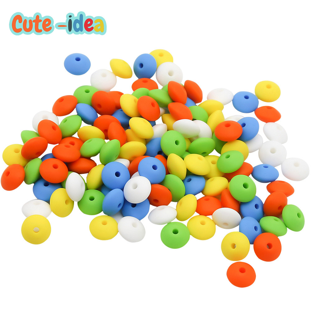 Cute-idea – perles de dentition en Silicone pour bébé, 20 pièces, lentilles de 12mm, collier à faire soi-même, jouet de soins pour bébé