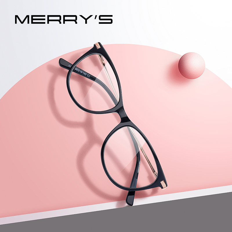 MERRYS ผู้หญิง Vintage Cat Eye กรอบแว่นตา Acetate แว่นตา Optics กรอบแว่นตาแว่นตา S2286