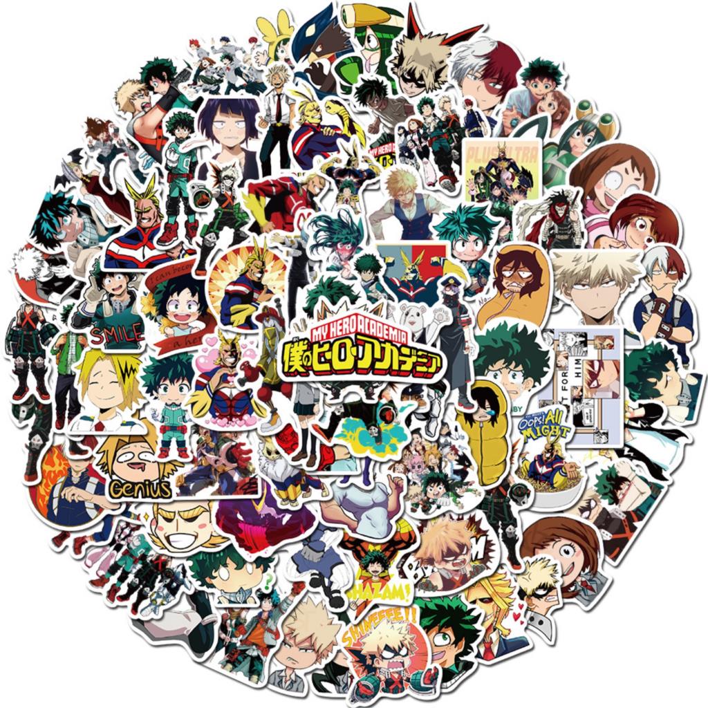 50/100 pçs anime meu herói academia adesivos portátil skate izuku midoriya pode boku nenhum herói academia personagem adesivo