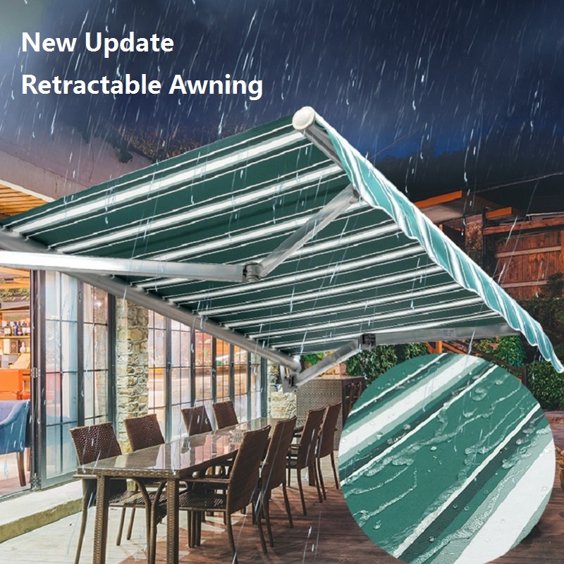 2026 Auvent Rétractable Ondulé en Tissu Imperméable 450D, Taille Personnalisée, pour Balcon, Fenêtre et Terrasse, Protection Anti-Pluie
