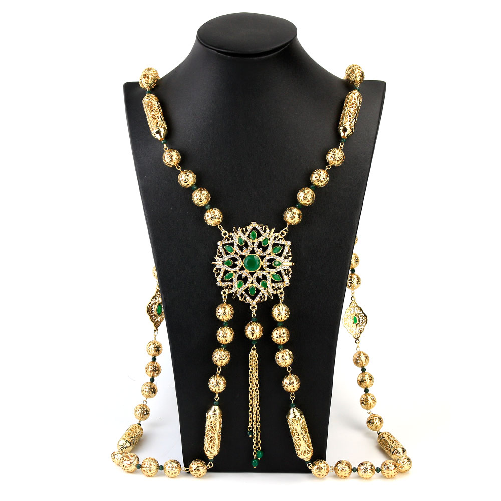 Sunspicems-Cadena de eslabones para el pecho y el hombro para mujer, Color dorado, caftán marroquí, cadena árabe para el cuerpo, vestido de novia de Argelia, regalo de joyería de boda