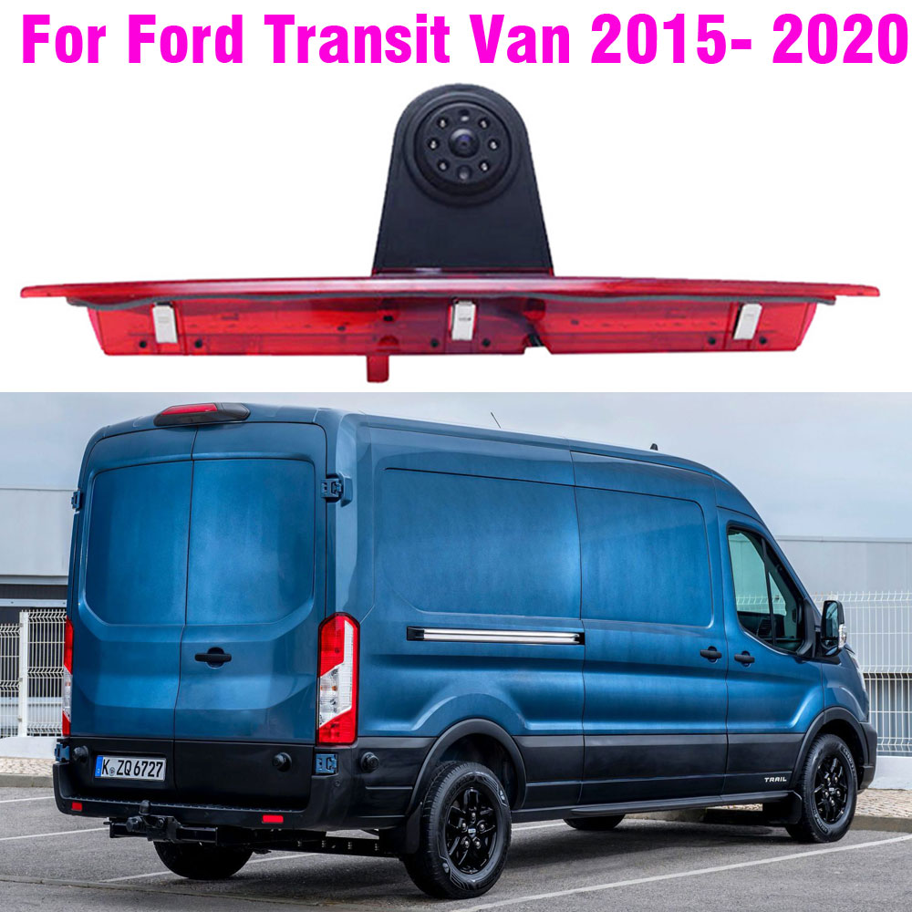 Cámara de respaldo con luz LED de freno de coche para Ford Transit Van 2015-2020, cámara de marcha atrás de estacionamiento + Monitor de 7 pulgadas, línea guía de visión nocturna IR