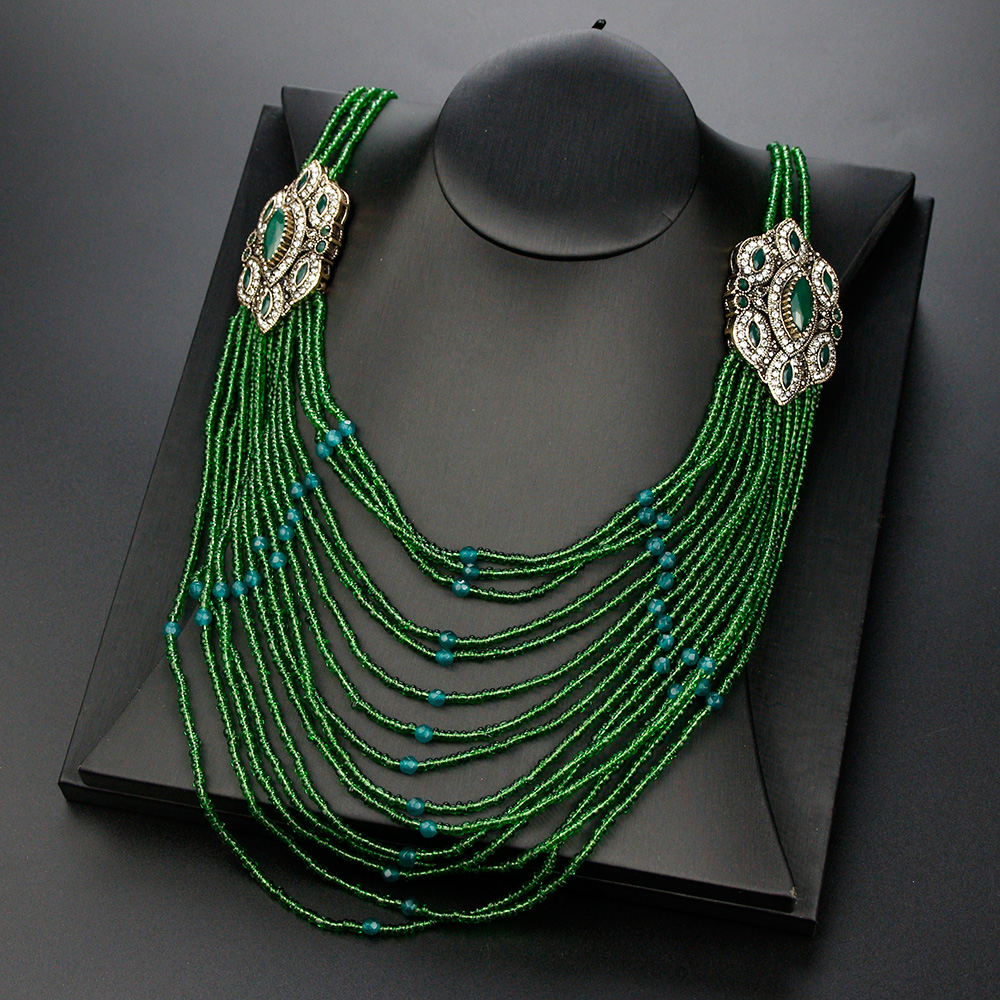 Sunspicems-collar de cuentas largo elegante, joyería turca de novia étnica, caftán marroquí, collar de cuentas y multicapas