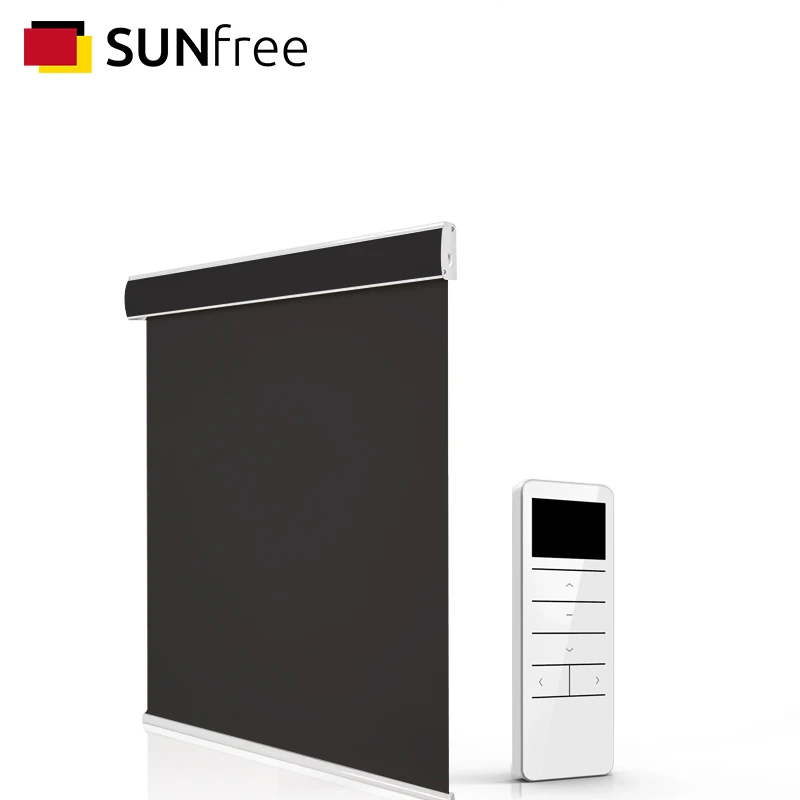 Customized Motorized Roller Blinds with dust cover daylight and blackout fabric rechargeable lithium battery and remote control