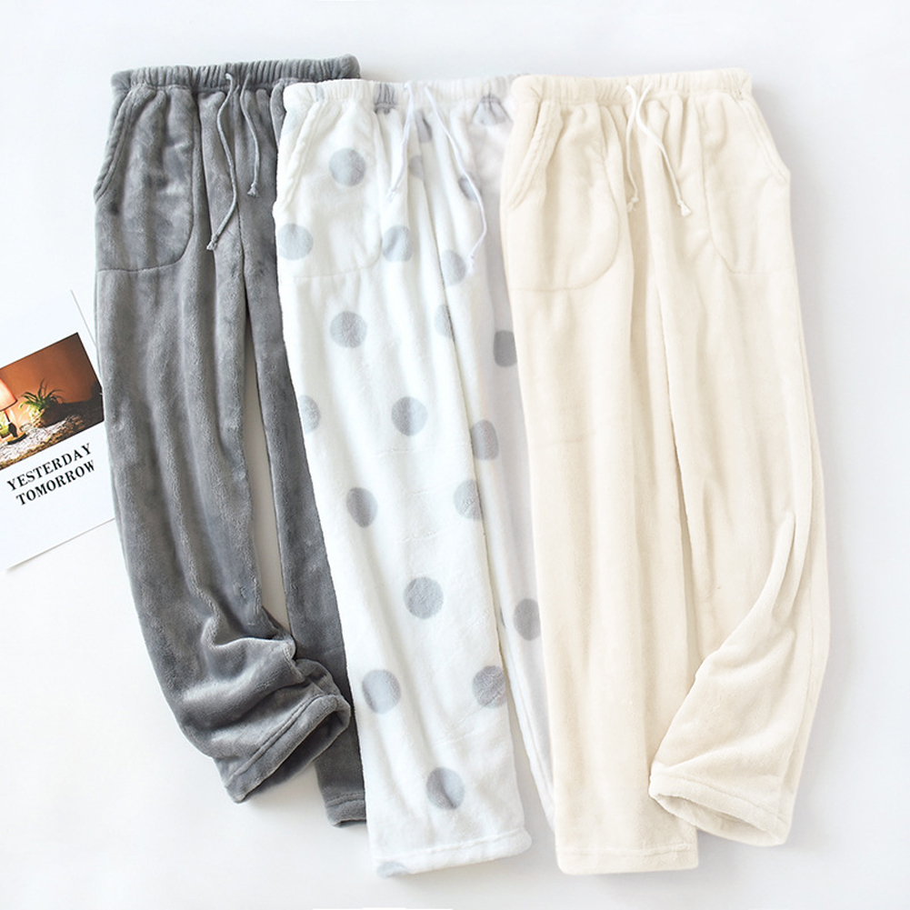 Mới Nhất Đến Nữ Mùa Đông Bộ Pyjama Quần Nữ Khoác Màu/Chấm Bi Quần Có Túi 2 Bên Dây Rút Đáy