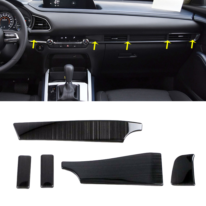 For Mazda CX-30 CX30 2020-2025 Steel Black Interior Middle Panel Center Control Cover trims Car Accessories Molding Garnish LHD