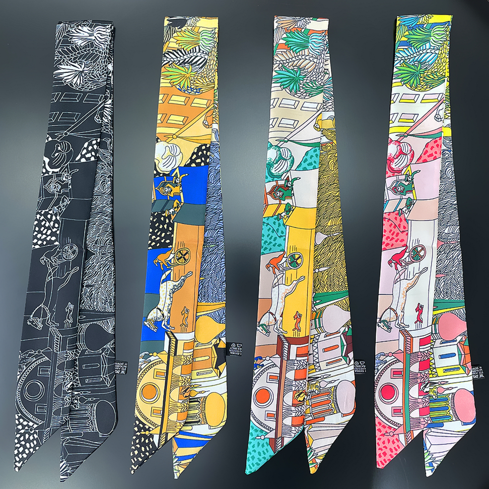 Marka Szalik Koń Kobiety 2023 Design Letni Jedwabny Szalik Dla Pań Akcesoria Do Włosów Foulard Włosy i Torby Szaliki Moda Opaska na głowę
