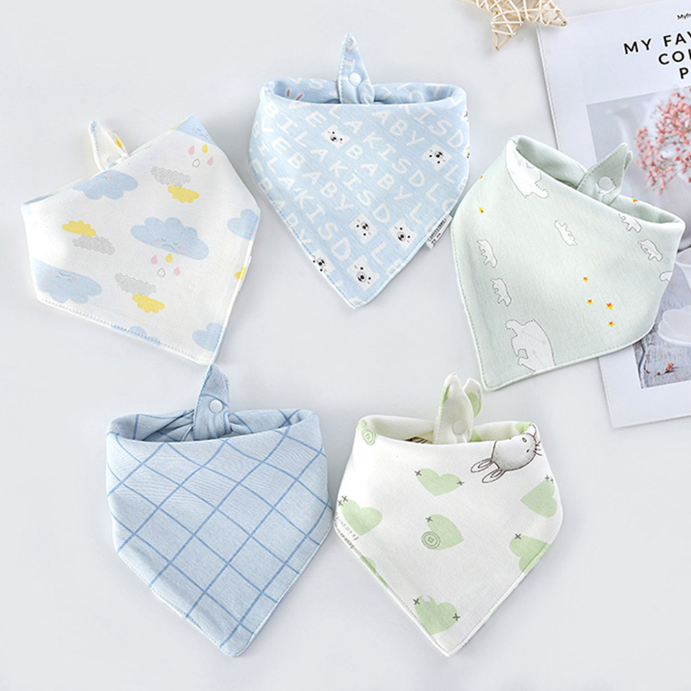 5 pçs/lote babadores do bebê triângulo duplo algodão babadores dos desenhos animados impressão saliva toalha do bebê meninos meninas avental de alimentação algodão bandana babadores