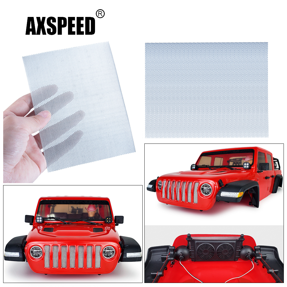 AXSPEED Rvs Motorkap Grille Radiator Mesh voor Axiale SCX10 Jeep Wrangler 1/10 RC Crawler Auto Onderdelen Accessoires