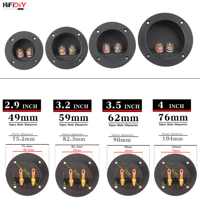 Caixa de Junção para Alto-falante HIFIDIY LIVE Square Circle (Furo de Instalação 49-76) com Conector de Cabo de Cobre de 2 Terminais