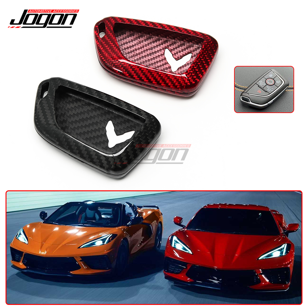 Real Carbon Fiber Car Key Case Shell Fob Auto Interior Trim Accessories For Corvette C8 Coupe Convertible Z51 Z06  2020-2025