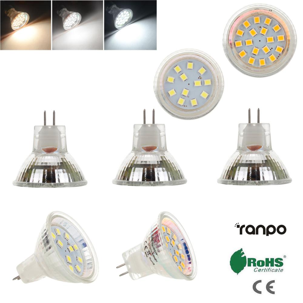 MR11 GU4 Mini bombillas de foco LED 12V 24V 2835 SMD 2W 3W 12LEDs 18LEDs lámpara blanca cálida y fría brillante reemplazar 10W 20W luz halógena