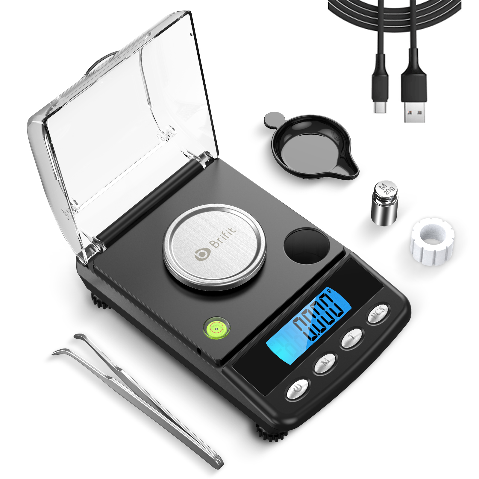 0.001g de precisão digital de jóias escala 20g alimentado por usb balança eletrônica lcd mini balanças de laboratório 0.001g balanças eletrônicas