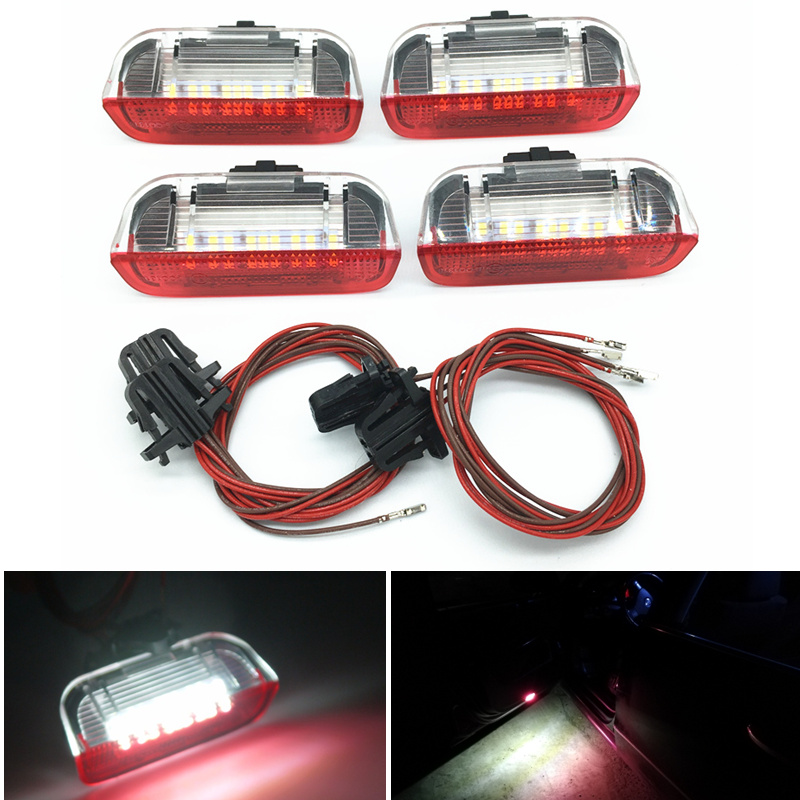 Luz LED de advertencia para puerta de coche, Cable de bienvenida, arnés de cableado para VW PASSAT B6 B7 B8 CC Jetta Golf 5 6 MK6 7 MK7 EOS Tiguan Scirocco