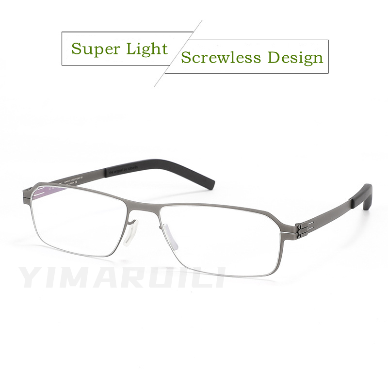 YIMARUILI bezśrubowy Design stop Ultralight Retro krótkowzroczność i nadwzroczność okulary okulary korekcyjne optyczne rama męska LDBG1