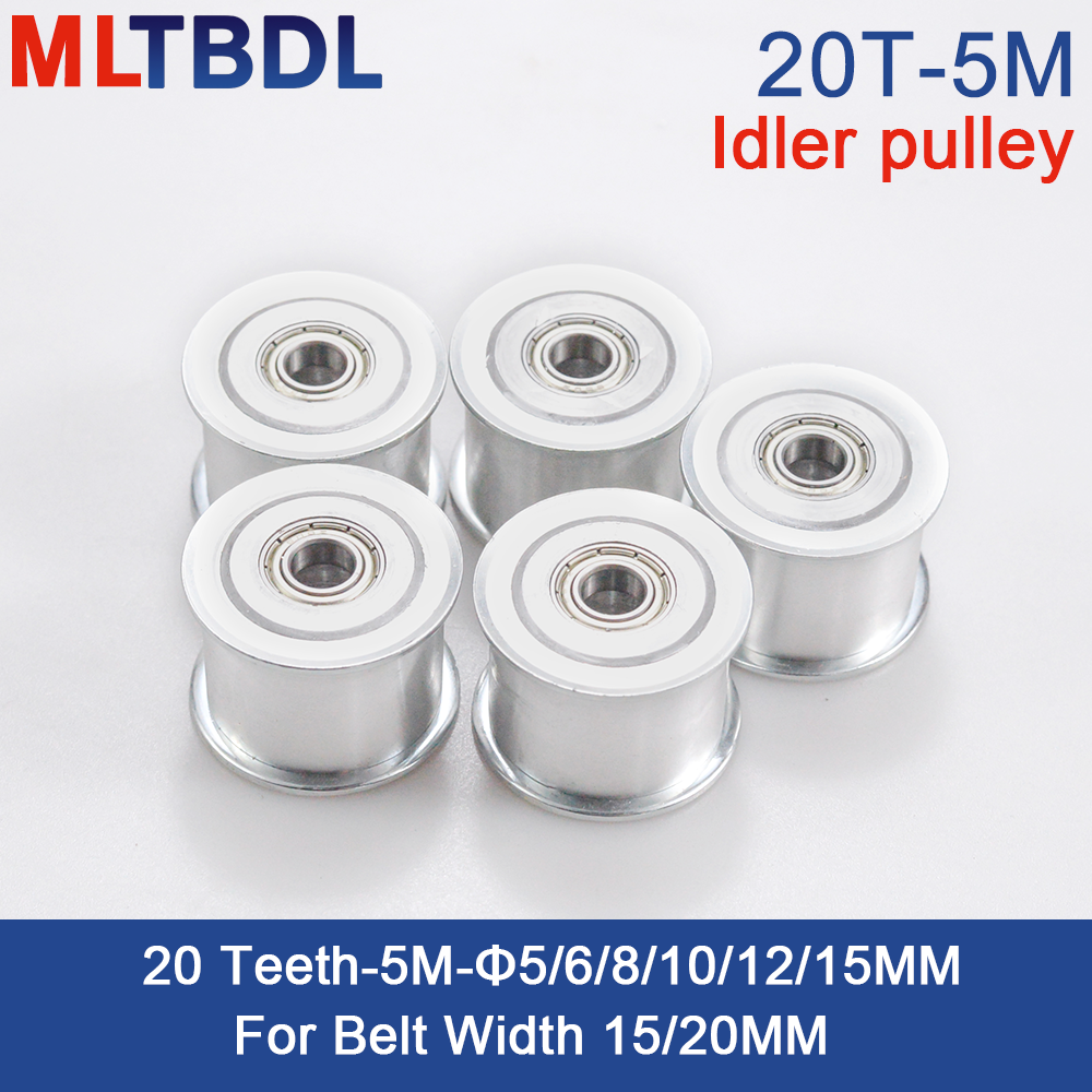 20 Teeth 5M Idler Pulley Tensioner Wheel Bore 5/6/8/10/12/15mm with Bearing Guide synchronous pulley HTD5M 20T 20teeth