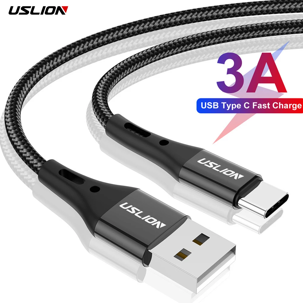 Cabo usb uslion tipo c para samsung s21 s20 xiaomi poco telefone móvel tipo-c cabo de fio de carregamento rápido cabos de carregador micro usb 3m