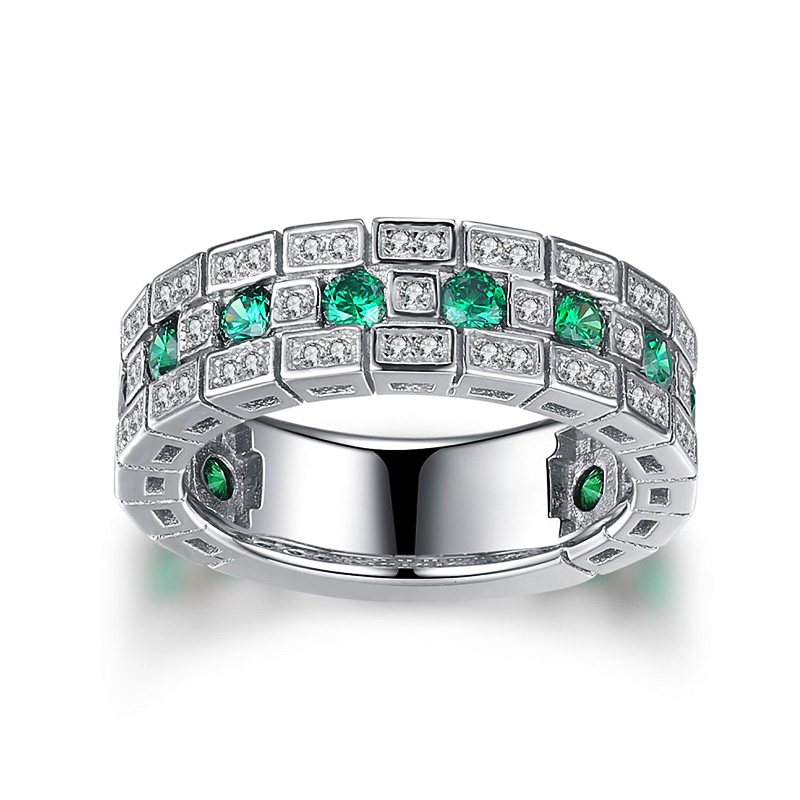 Huitan Luxury Green CZ obrączki damskie pierścionki proste i eleganckie damskie dodatki przyjęcie rocznicowe pierścionek prezent Trendy biżuteria