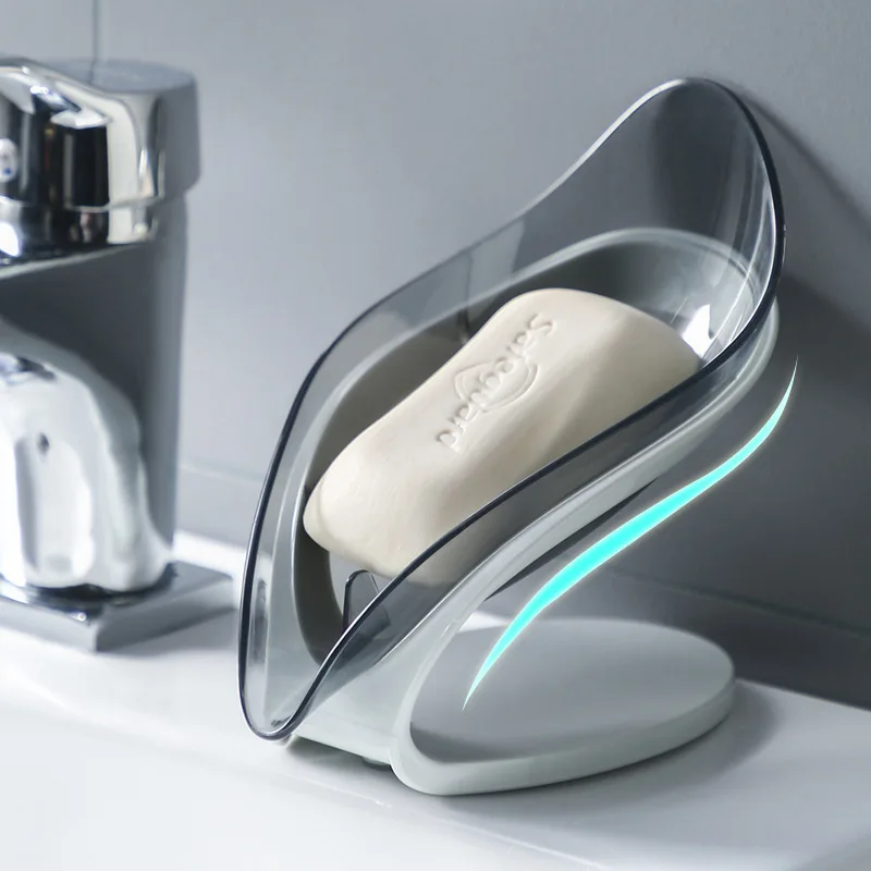 Saugnapf Seifenschale Box für Badezimmer Dusche Seifenhalter mit Abfluss tragbare Blattform Toilette Wäsche Seifenregal Tablett für Waschbecken