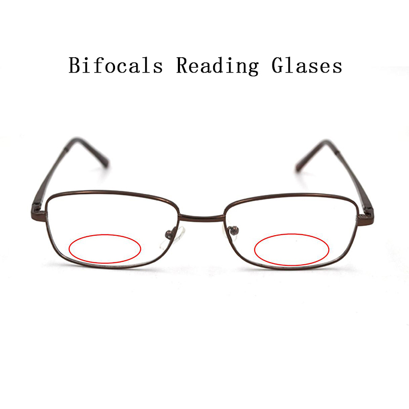 Unisex Retro Metalen Bifocale Leesbril Vergrootglas Vrouwen Mannen Look Buurt Ver Presbyopie Bril Aangepaste Recept Lens N5