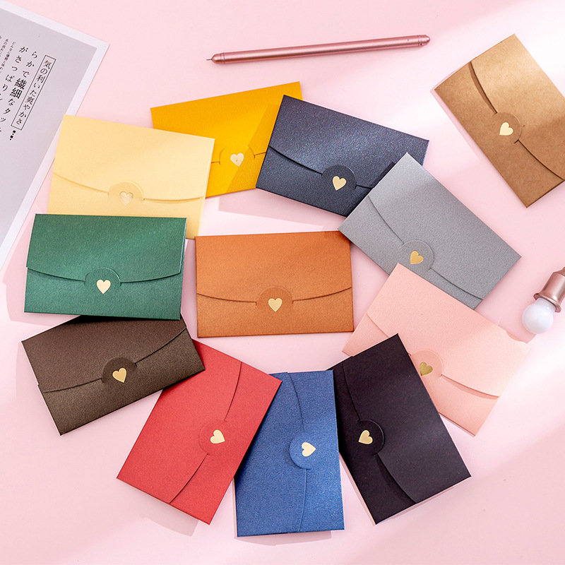 (10 Cái/lô) 10.5*7CM Màu Retro Gel Mini Bao Thư Ánh Kim Giấy Thư Mời Bao Thư