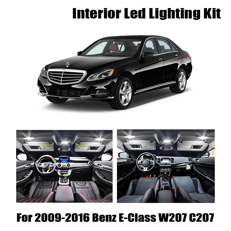Kit d'éclairage intérieur de voiture Canbus blanc, 12 ampoules, lampe de lecture de carte, dôme, pour Mercedes Benz classe E W207 C207 coupé, 2009 – 2016