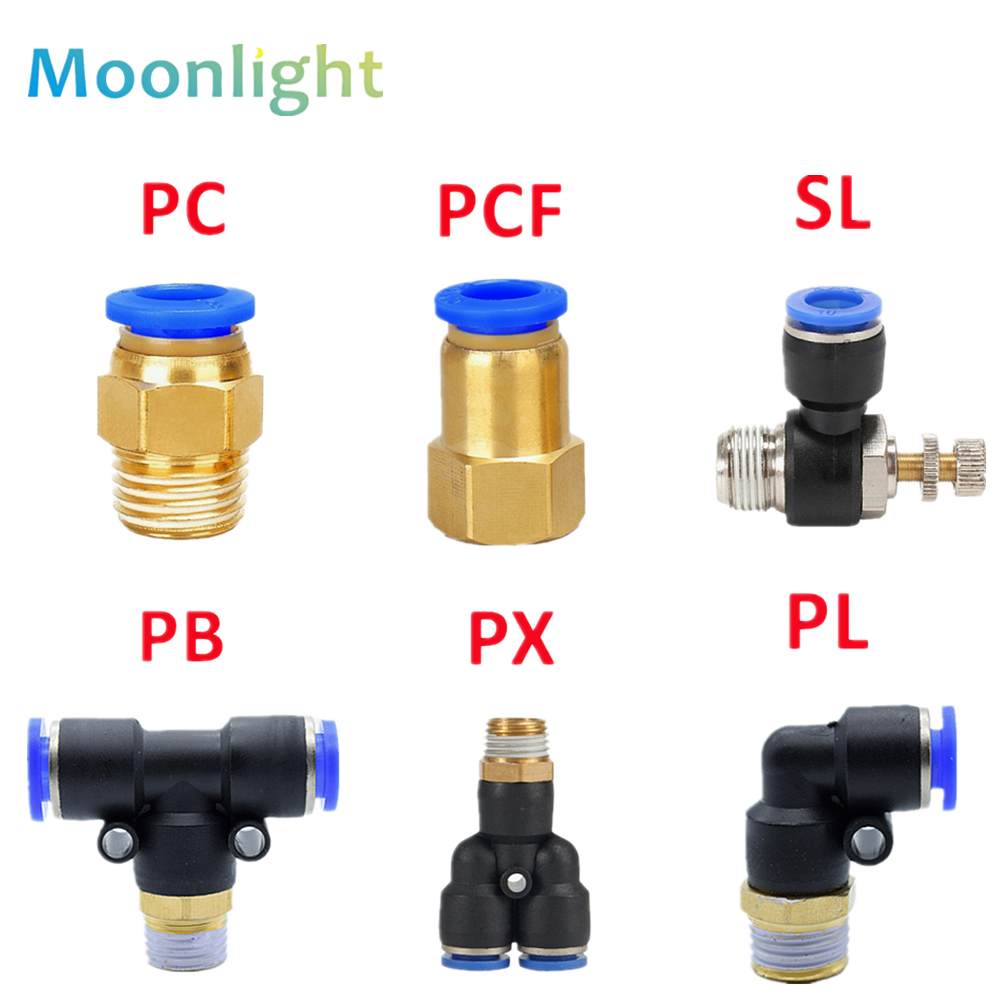 Conector de aire neumático PC/PCF/SL/PB/PX/PL 10mm 12mm 14mm 16 hilos M5 3/4 "1 accesorios de manguera de 2 vías conectores rápidos de tubería