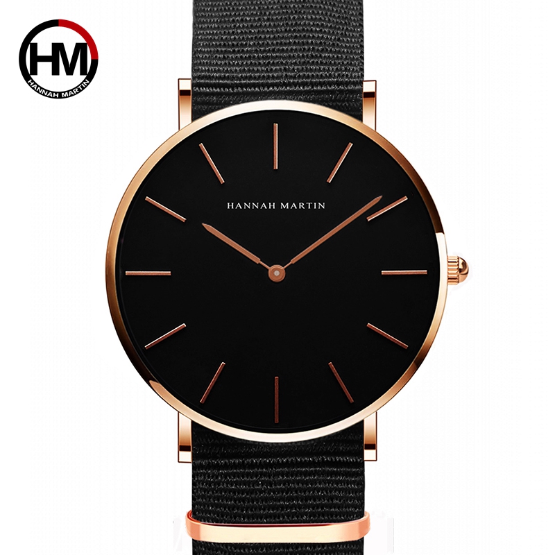 Homens e Mulheres Impermeável Relógio de Pulso de Nylon, Japão Quartz, Simples, Preto, Esporte, Casual, Marca de Moda, Drop Shipping, Unisex