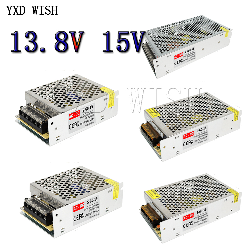 Transformadores 220V a 15V Para luz de tira conduzida Lâmpada DC 13.8V 15V 2A 3A 5A 10A 15A 20A 30A Tira Led Adaptador de Alimentação