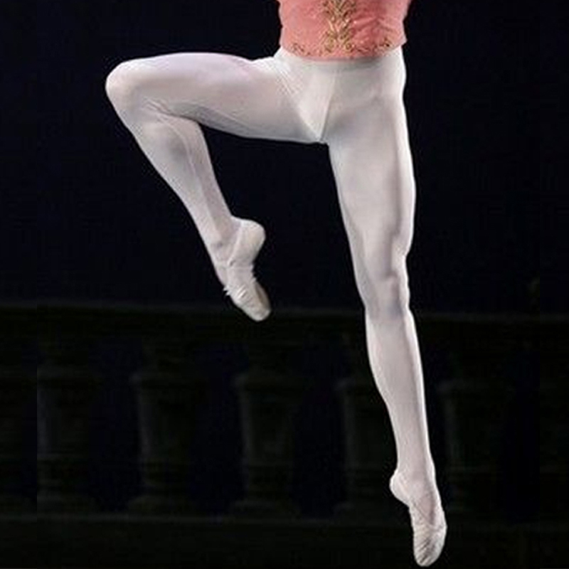 Mallas de Ballet para Hombre, Leggings Largos, Pantalones de Entrenamiento para Ballet, Pantimedias de Lycra con Cintura Elástica, Blanco y Negro