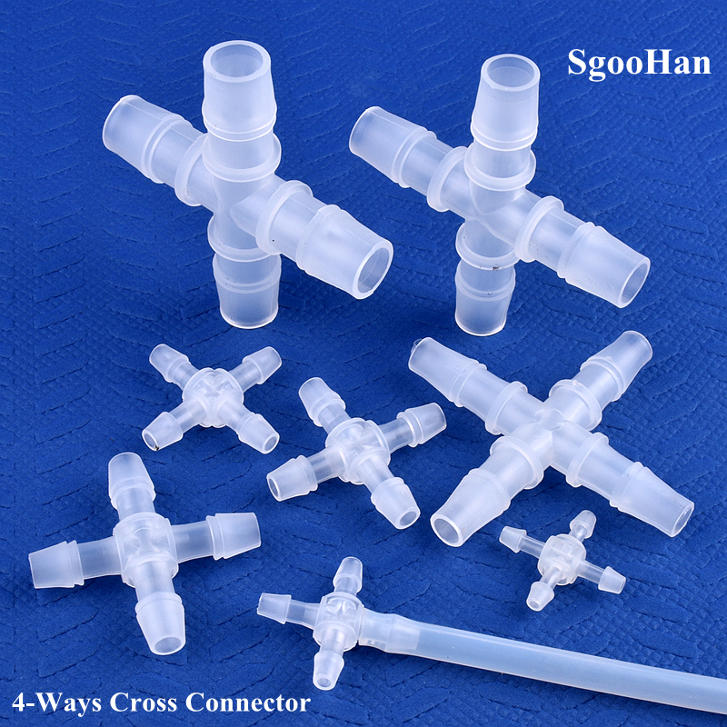 Connecteurs croisés en plastique, 5 à 200 pièces, 2.4 ~ 12.7mm, Irrigation de jardin, diamètre égal, Joint à 4 voies, réservoir d'aquarium, pompe à Air, tuyau, Joints de pagode
