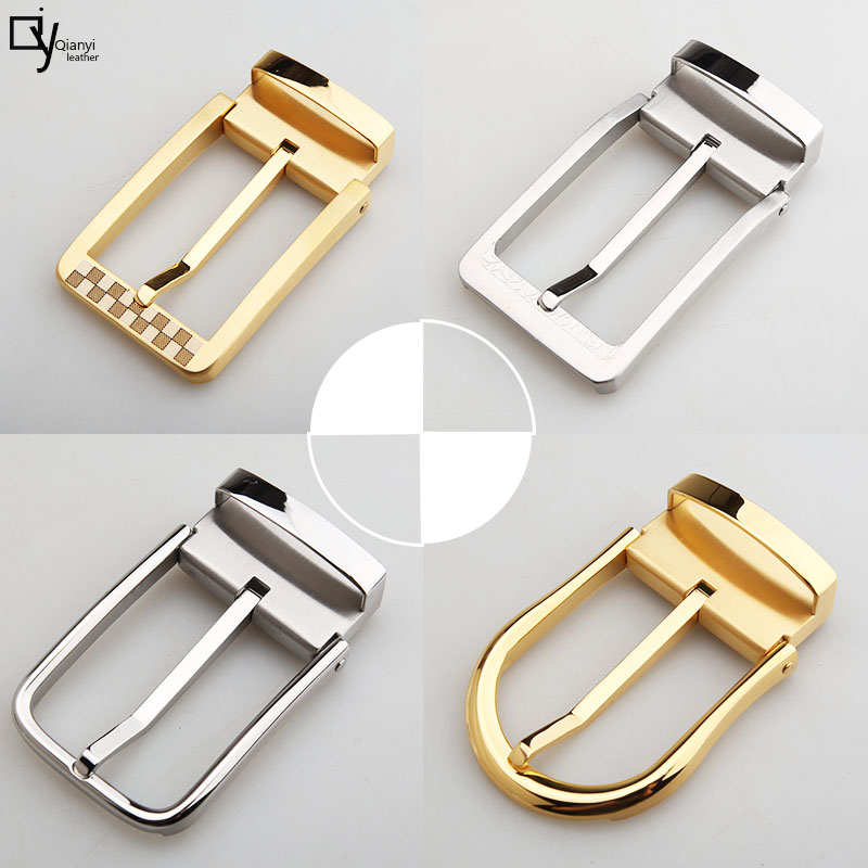 Hebilla de cinturón de acero inoxidable para hombre, 1 piezas, Pin único, Media hebilla, hebilla sólida, accesorios Casuales