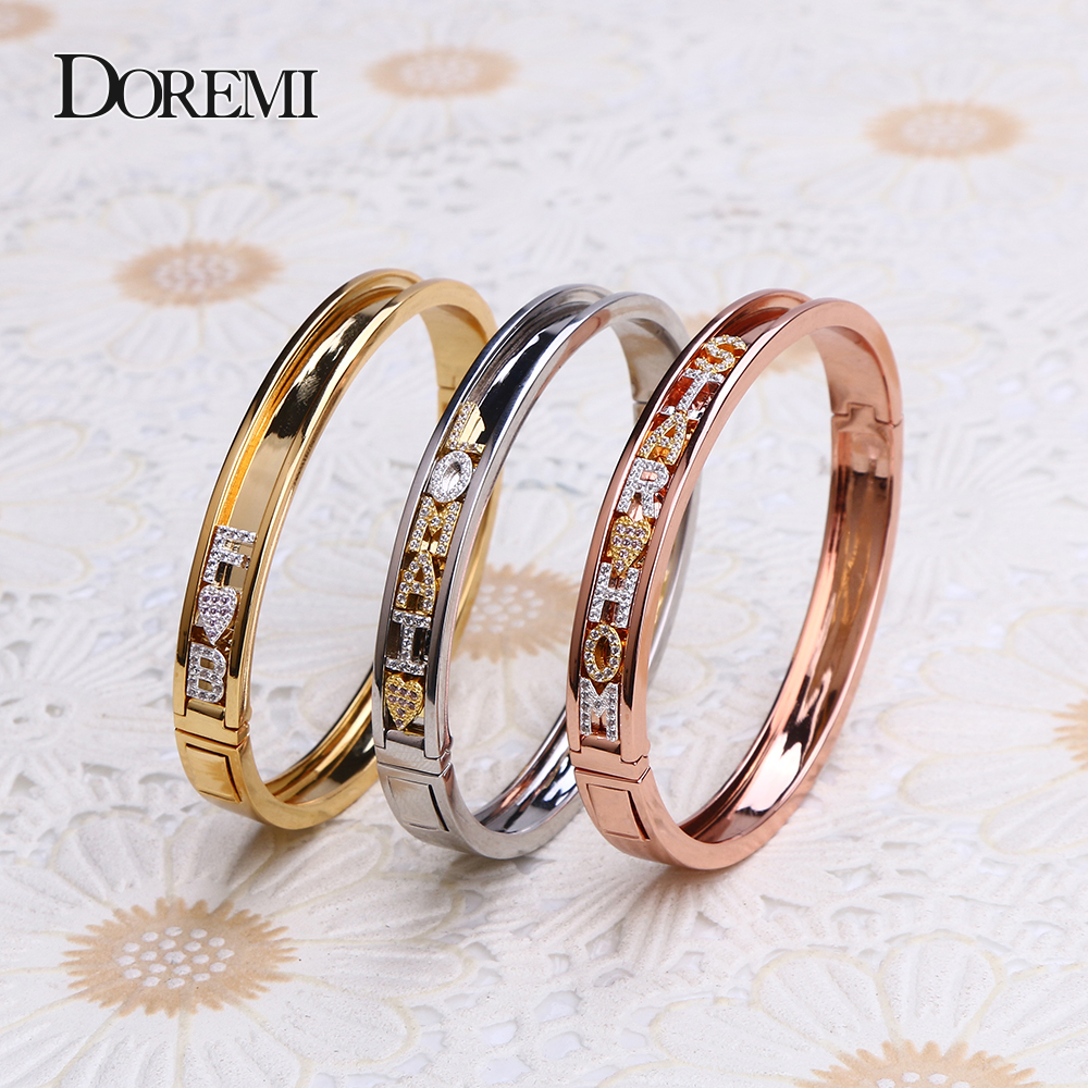 DOREMI-brazaletes personalizados con letras de circonia, pulseras con nombre, deslizantes desmontables, nombre personalizado