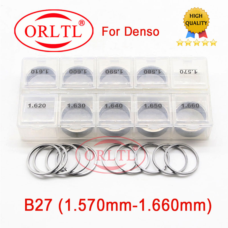 50 Buah Shim Dapat Disesuaikan B27 Rel Umum Penyesuaian Injektor Shim B27 Mesin Cuci Gasket Ukuran: 1.57-1.66Mm untuk Injektor DENSO