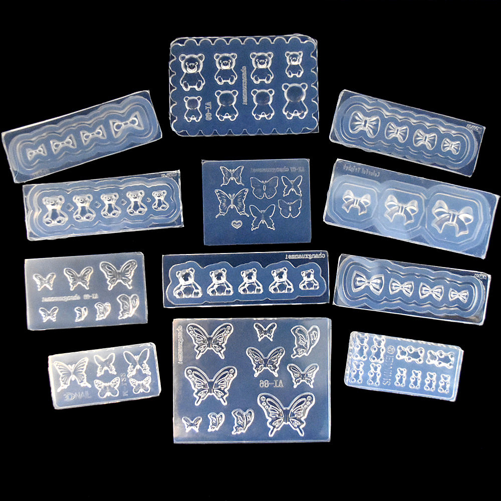 SNASAN Simpatico farfalla con fiocco Orso Stampo in silicone Orecchini per nail art Strumento fai da te Stampo in silicone per scatola di resina epossidica UV