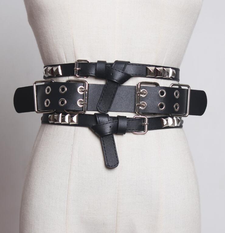 Damska runway moda nit pu skóra punk Cummerbunds damska sukienka płaszcz gorsety pas pasy dekoracji szeroki pas R1754