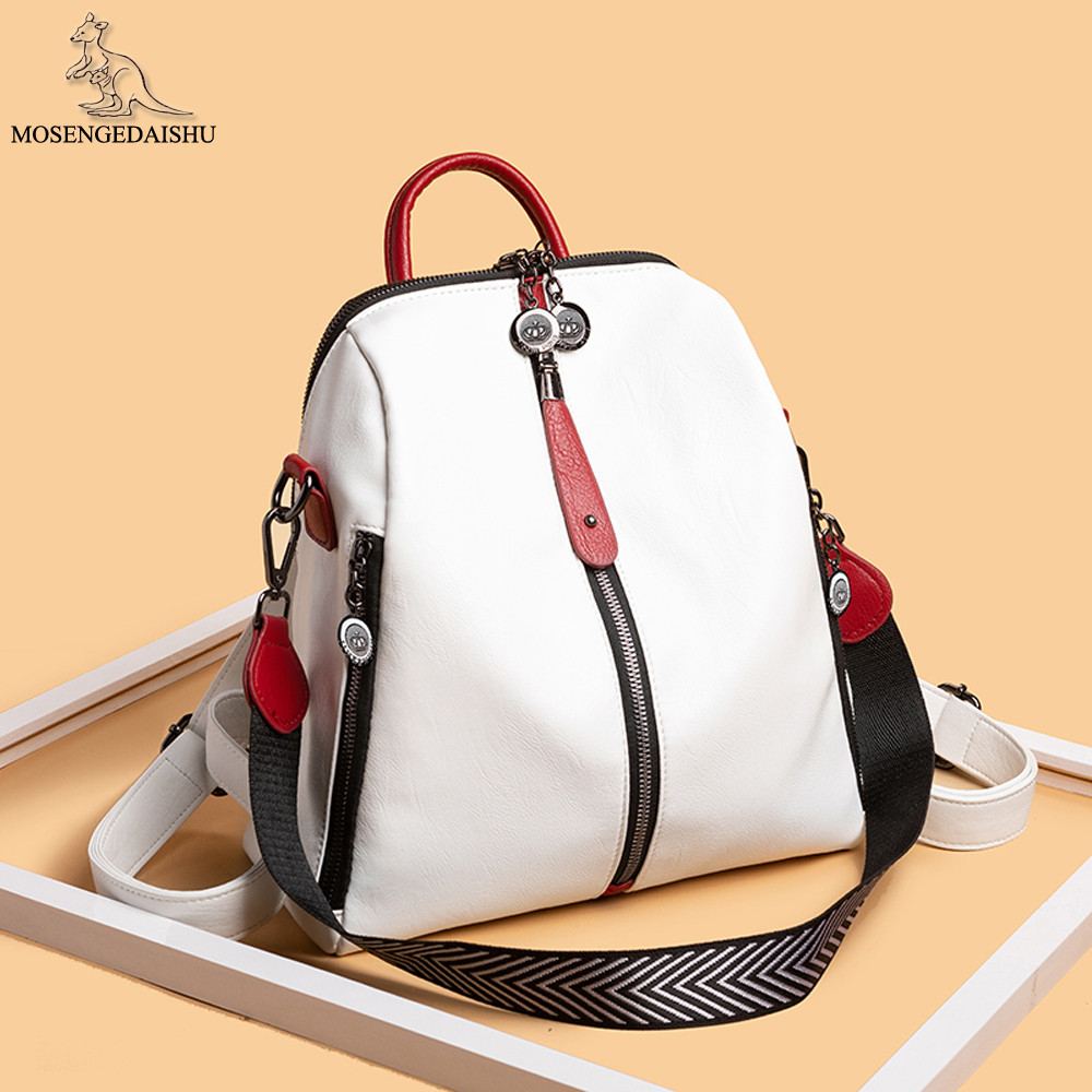 Ransel Wanita Kulit PU Kualitas Tinggi Desainer Mewah Ransel Travel Wanita Multifungsi Tas Sekolah Wanita Desain Berpanel
