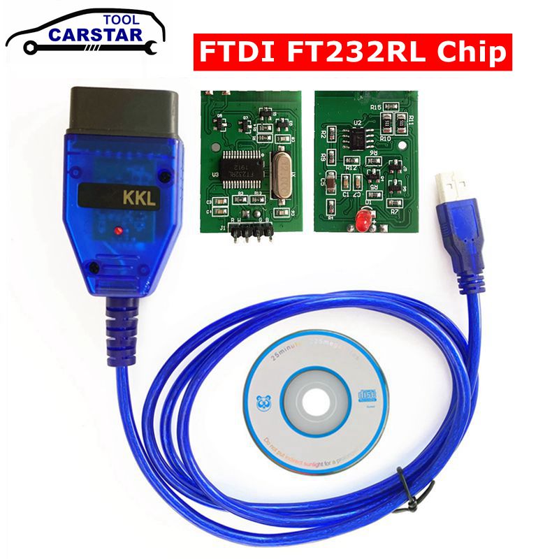Kabel diagnostik antarmuka USB untuk VAG KKL, alat pemindai untuk VAG409 dengan FTDI FT232RL Chip/9241A PCB merah untuk vag 409 kkl OBD2