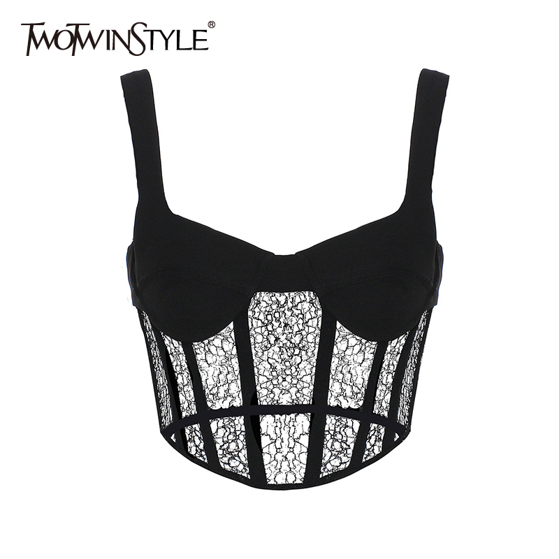 TWOTWurea YLE-Patchwork de dentelle pour femme, col carré en fibre solide, évidé, court, précieux, mode féminine, 2021
