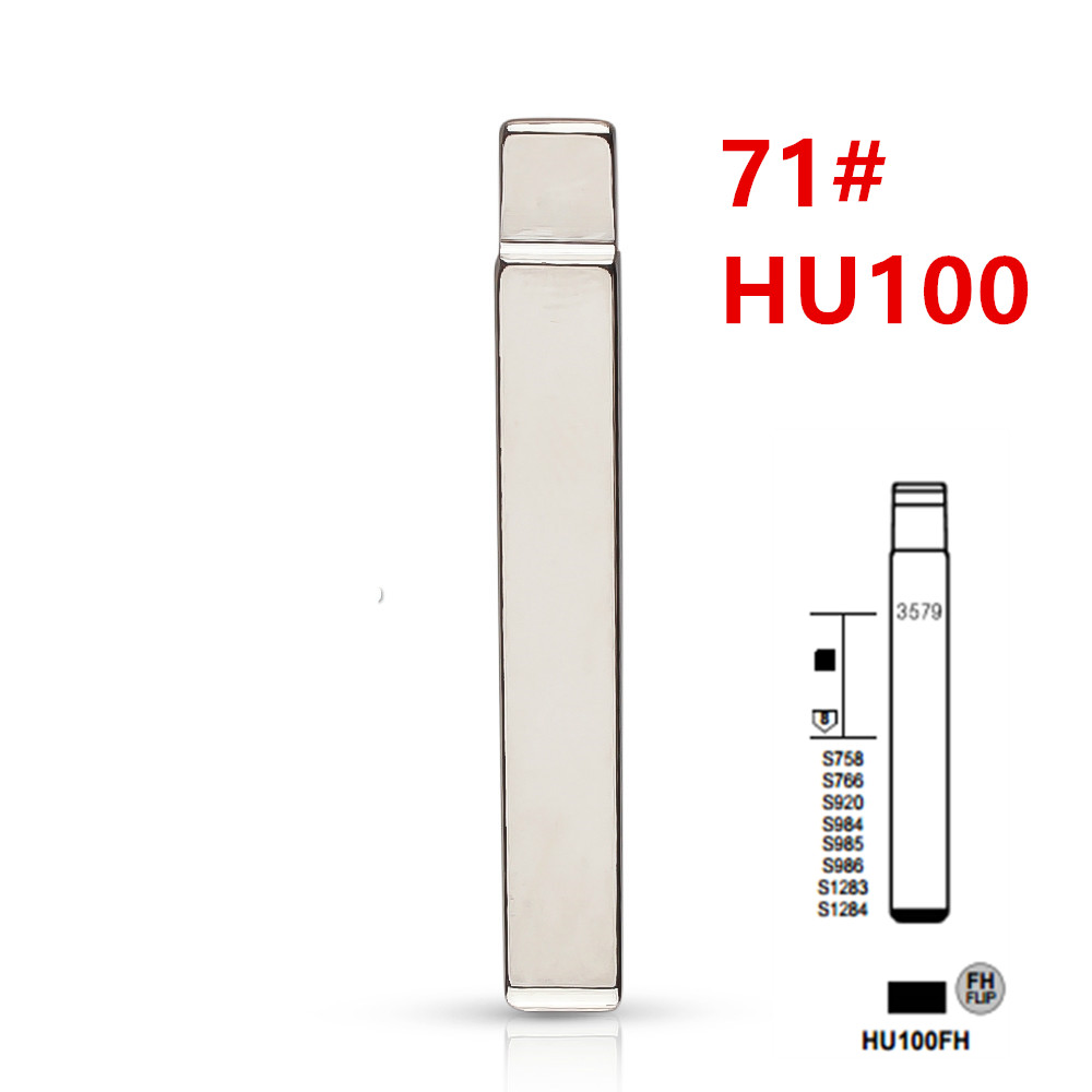 10pcs 71# HU100 HU100FH Metal Uncut Blank Flip Remote Key Blade For Opel, Chevrolet,Buick for keydiy KD xhorse VVDI JMD