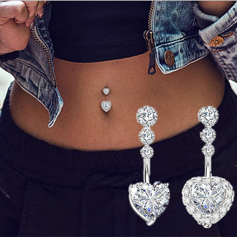 1 pièces cristal nombril anneaux acier chirurgical coeur nombril Piercing Sexy fleur ventre anneaux corps Piercing Ombligo nombril anneaux