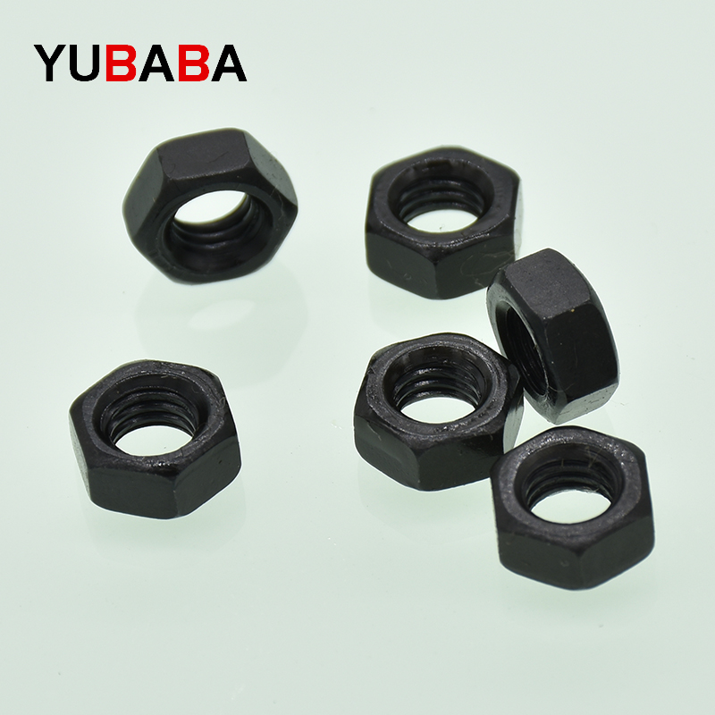 5/10/100 Uds tuercas hexagonales M2 M2.5 M3 M4 M5 M6 M8 M10 M12 M14 M16 negro grado 8,8 tuerca hexagonal DIN934 de acero al carbono GB6170