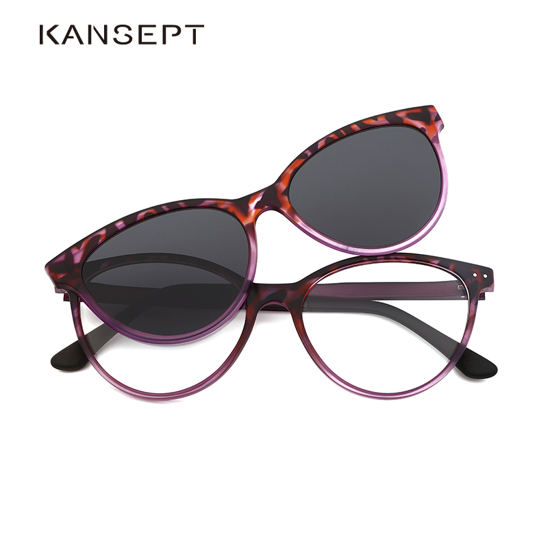KANSEPT – lunettes de soleil pour femmes, verres de myopie, Vintage, œil de chat, Clip sur marque, monture optique de styliste, lunettes de Prescription multifonctions