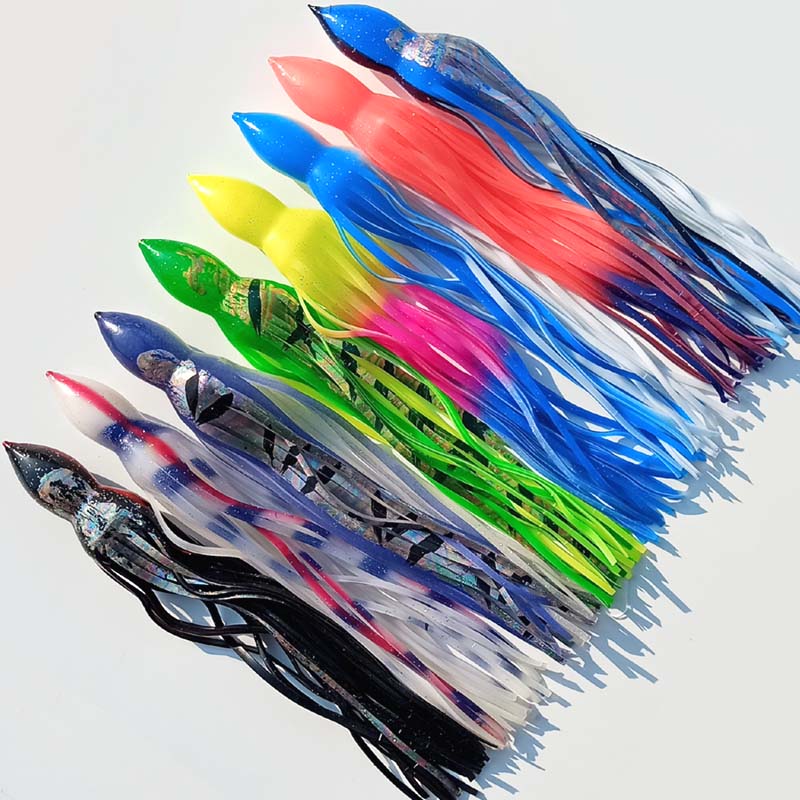 16 Buah Rok Gurita Pengganti untuk Rok Umpan Trolling Umpan Gurita Umpan Pancing Lembut Rok Yang Dicurangi Marlin Tuna Pakula Permainan Memancing
