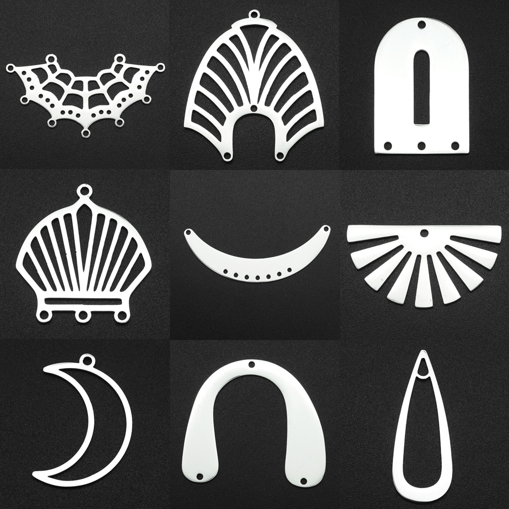 5 Buah/Lot Anting Diy Geometrik Baja Tahan Karat 316 Jimat Penghubung Bulan Harga Grosir Pesanan OEM Diterima