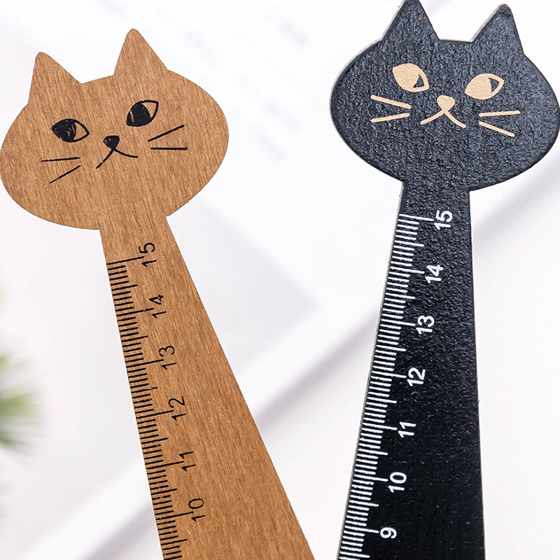 木製の猫のストレート定規、カワイイステーショナリー、描画ツール、韓国のギフト、オフィス、学校の供給、縫製、ラベンブルック、1ピース