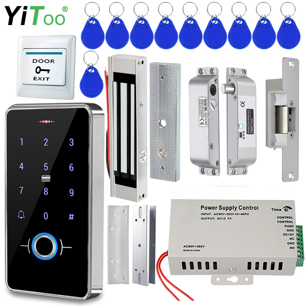 Cerradura de puerta con sistema de Control de acceso de huellas dactilares YiToo RFID, juego de cerradura eléctrica totalmente impermeable IP68 para caja fuerte en el hogar, al aire libre