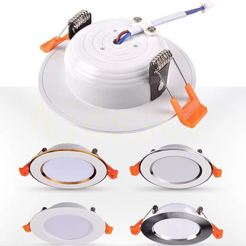 Led downlight 5w 7 9 12 15 três cores recesso em led luz de teto ac 220v 230v 240v iluminação interna lâmpada branca quente e fria