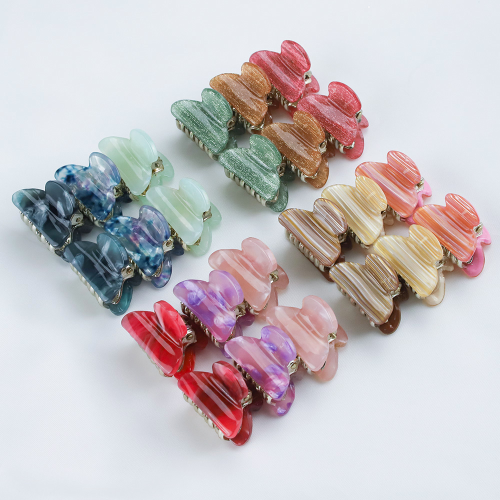 6Pcs Shiny Acryl 2.5Cm Kleine Krab Leuke Dot Luipaard Haar Klauw Clips Vrouwen Meisjes Acetaat Plastic Barrette Clamp haar Accessoires